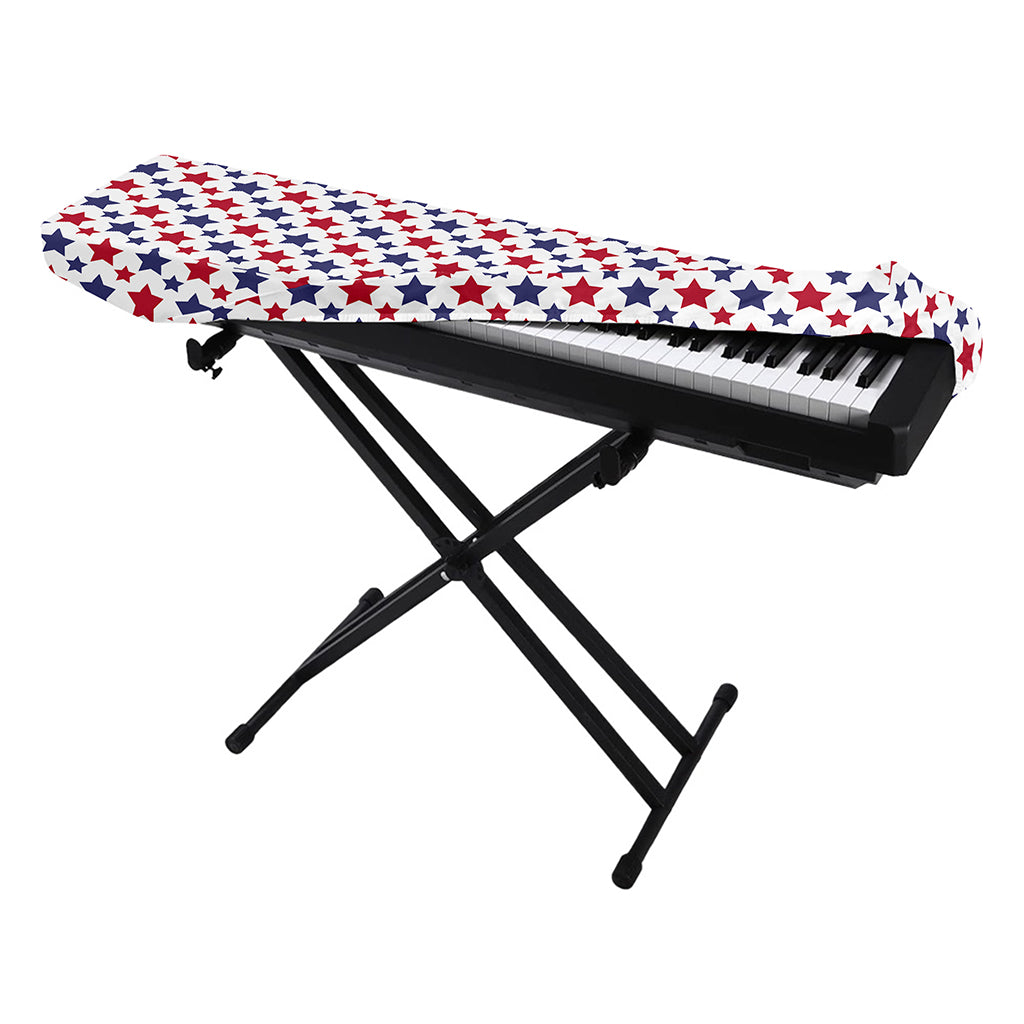 Red And Blue American Star Pattern Print Piano Keyboard Cover