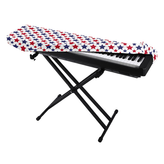 Red And Blue American Star Pattern Print Piano Keyboard Cover