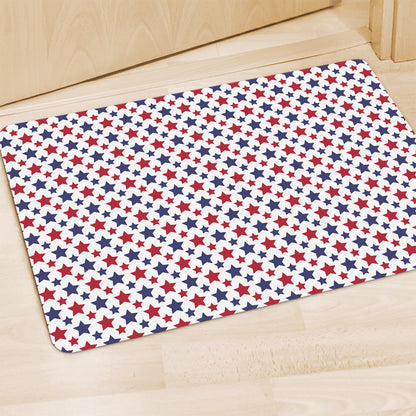 Red And Blue American Star Pattern Print Polyester Doormat