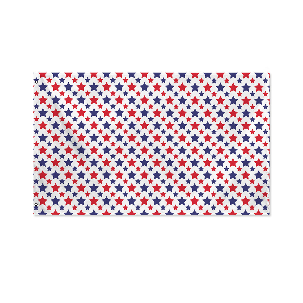 Red And Blue American Star Pattern Print Polyester Flag