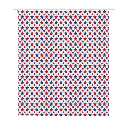 Red And Blue American Star Pattern Print Polyester Shower Curtain