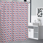 Red And Blue American Star Pattern Print Premium Shower Curtain