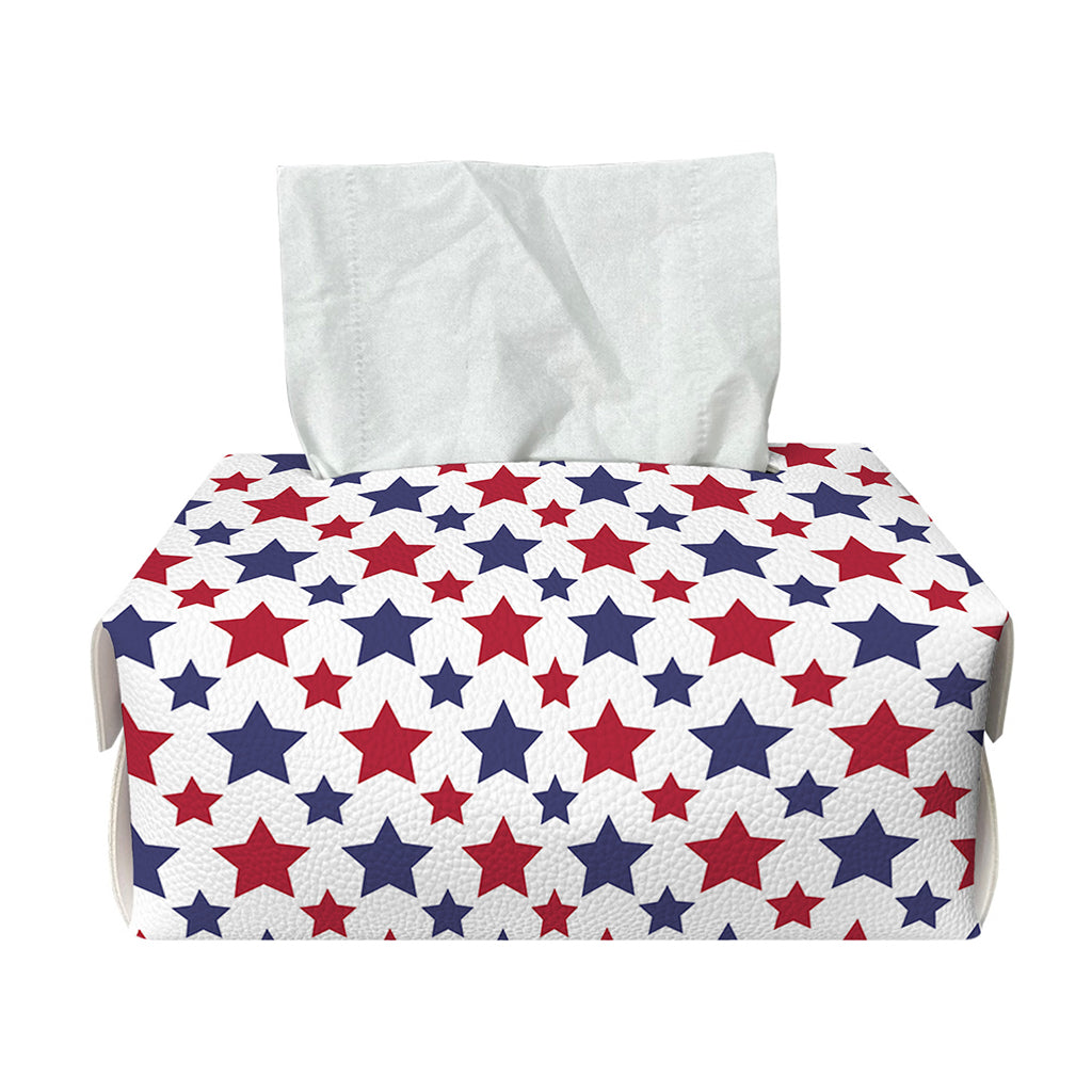 Red And Blue American Star Pattern Print Rectangle Tissue Box Cover