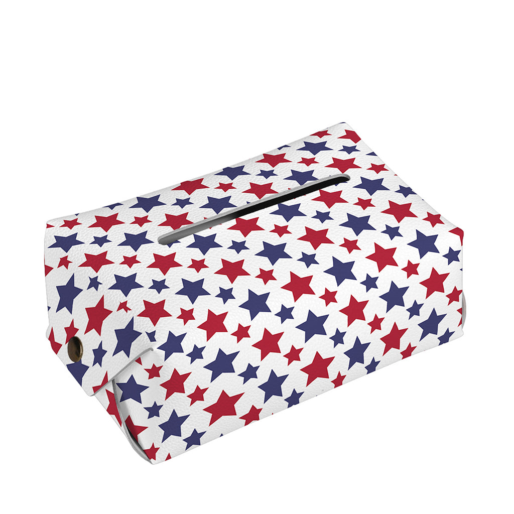 Red And Blue American Star Pattern Print Rectangle Tissue Box Cover