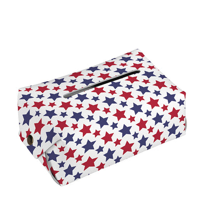 Red And Blue American Star Pattern Print Rectangle Tissue Box Cover