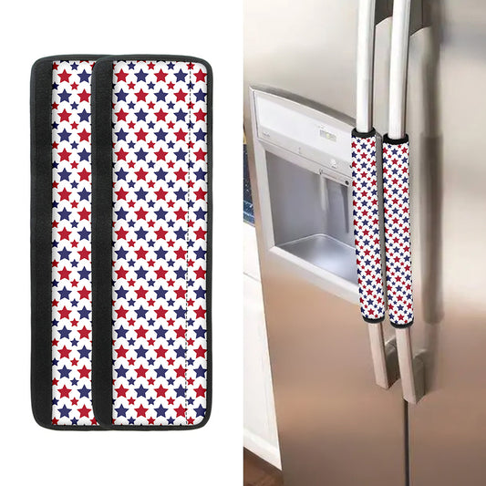 Red And Blue American Star Pattern Print Refrigerator Handle Covers