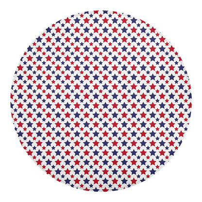 Red And Blue American Star Pattern Print Round Blanket