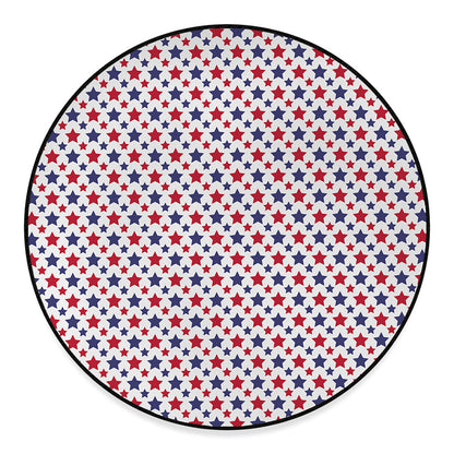 Red And Blue American Star Pattern Print Round Floor Mat