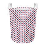 Red And Blue American Star Pattern Print Round Laundry Basket