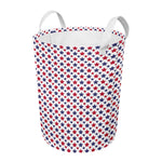 Red And Blue American Star Pattern Print Round Laundry Basket