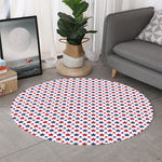 Red And Blue American Star Pattern Print Round Rug