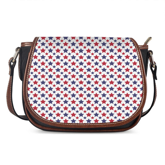 Red And Blue American Star Pattern Print Saddle Bag