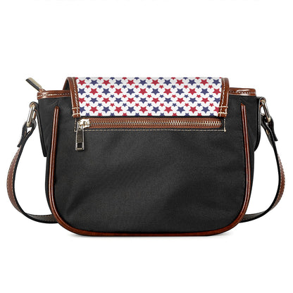 Red And Blue American Star Pattern Print Saddle Bag