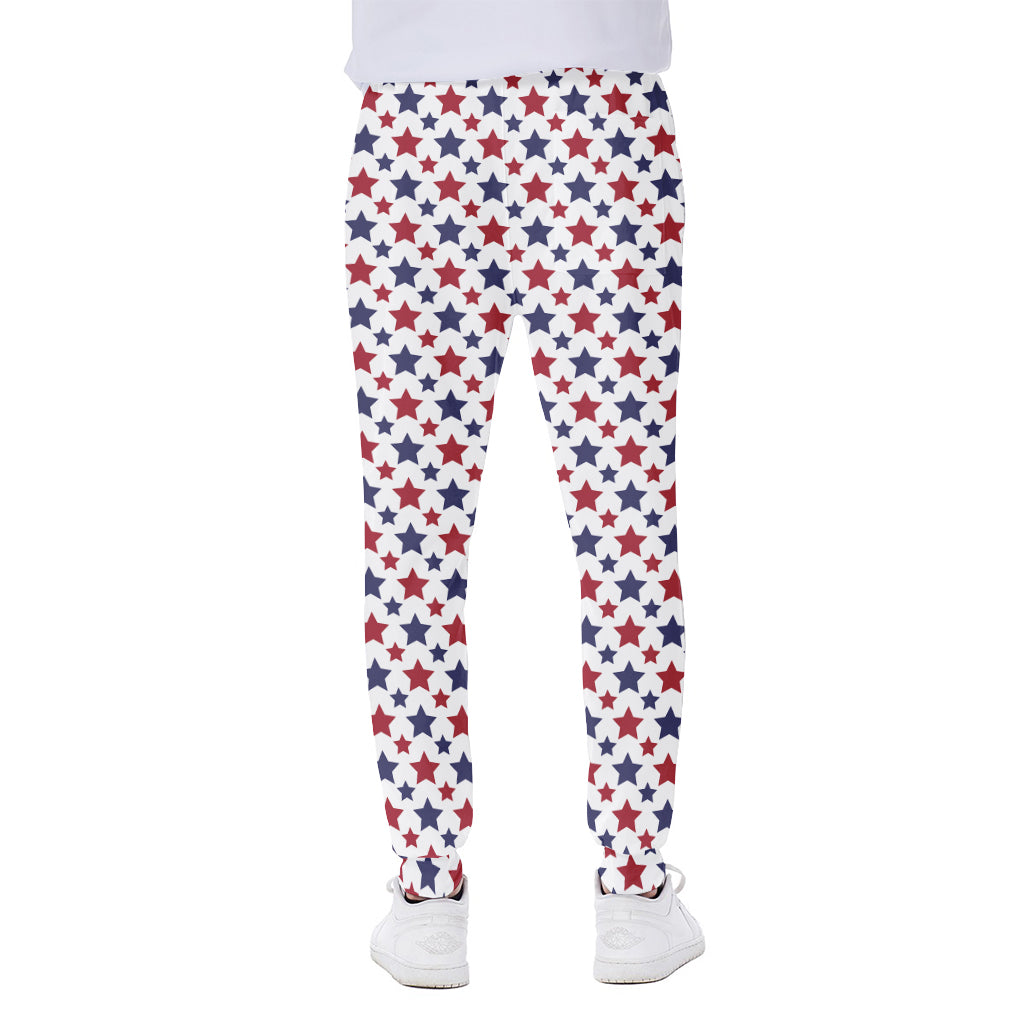 Red And Blue American Star Pattern Print Scuba Joggers