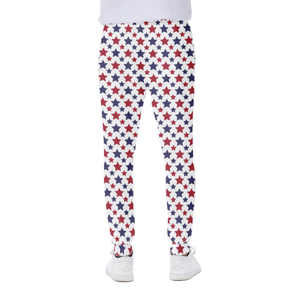 Red And Blue American Star Pattern Print Scuba Joggers