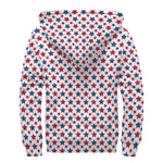 Red And Blue American Star Pattern Print Sherpa Lined Zip Up Hoodie