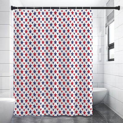 Red And Blue American Star Pattern Print Shower Curtain