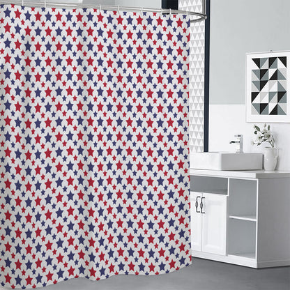 Red And Blue American Star Pattern Print Shower Curtain