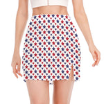 Red And Blue American Star Pattern Print Side Slit Mini Skirt