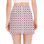 Red And Blue American Star Pattern Print Side Slit Mini Skirt