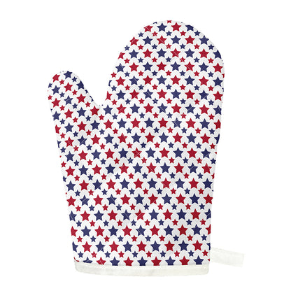 Red And Blue American Star Pattern Print Single Oven Mitt