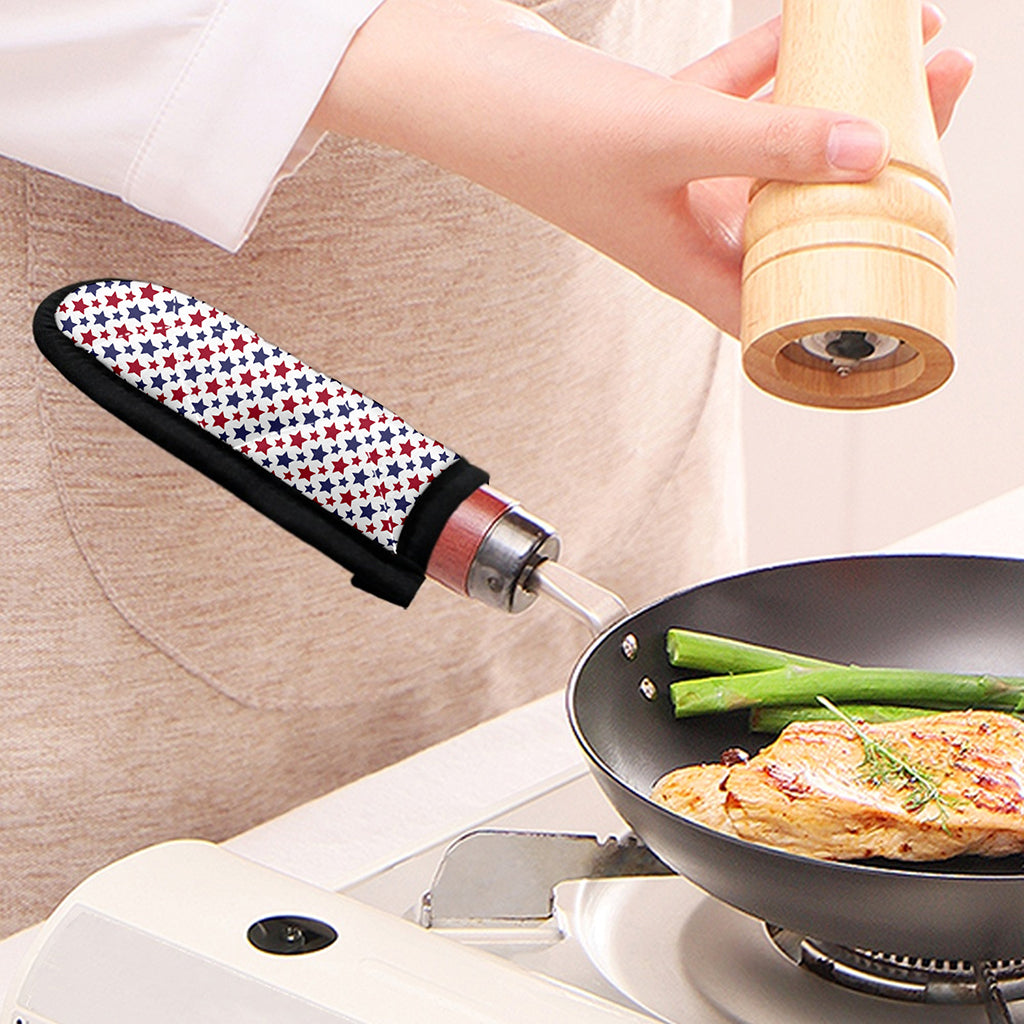 Red And Blue American Star Pattern Print Skillet Handle Cover