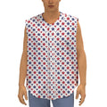 Red And Blue American Star Pattern Print Sleeveless Baseball Jersey