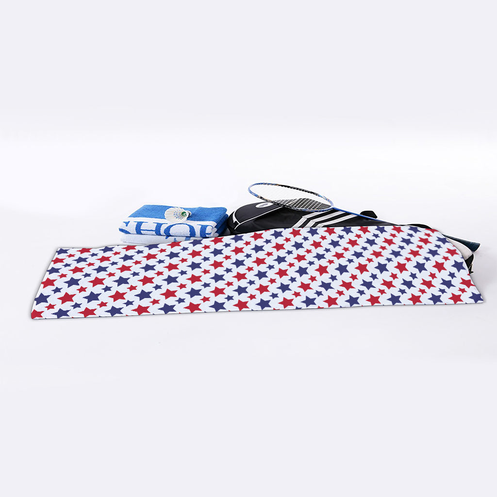 Red And Blue American Star Pattern Print Sports Towel