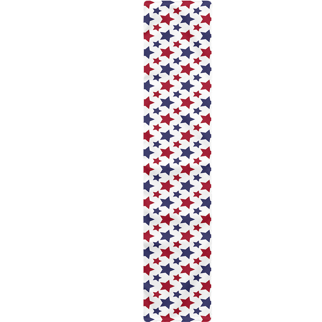 Red And Blue American Star Pattern Print Table Runner