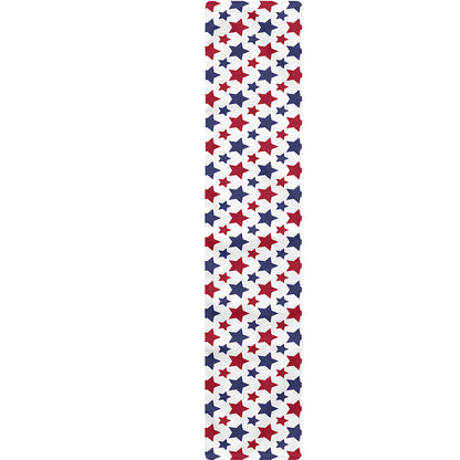 Red And Blue American Star Pattern Print Table Runner