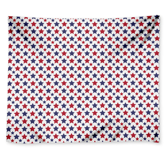 Red And Blue American Star Pattern Print Tapestry