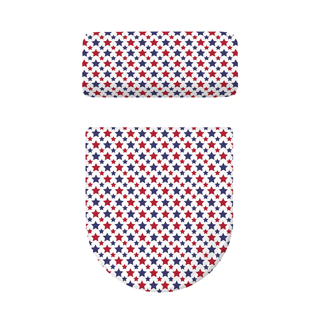 Red And Blue American Star Pattern Print Toilet Lid And Tank Cover Set