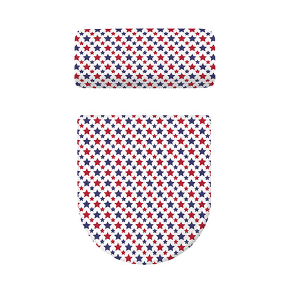 Red And Blue American Star Pattern Print Toilet Lid And Tank Cover Set