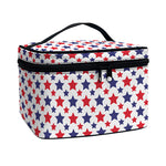 Red And Blue American Star Pattern Print Travel Makeup Bag
