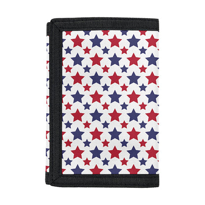 Red And Blue American Star Pattern Print Trifold Wallet