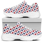 Red And Blue American Star Pattern Print White Chunky Shoes