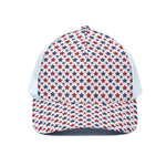 Red And Blue American Star Pattern Print White Mesh Trucker Cap