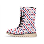 Red And Blue American Star Pattern Print Winter Boots