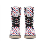 Red And Blue American Star Pattern Print Winter Boots
