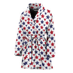 Red And Blue American Star Pattern Print Women's Bathrobe