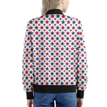 Red And Blue American Star Pattern Print Women's Bomber Jacket