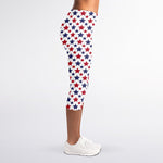 Red And Blue American Star Pattern Print Women's Capri Leggings