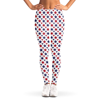 Red And Blue American Star Pattern Print Women's Leggings