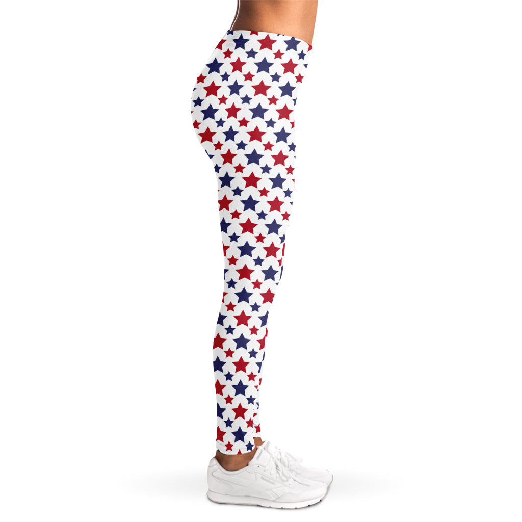Red And Blue American Star Pattern Print Women's Leggings