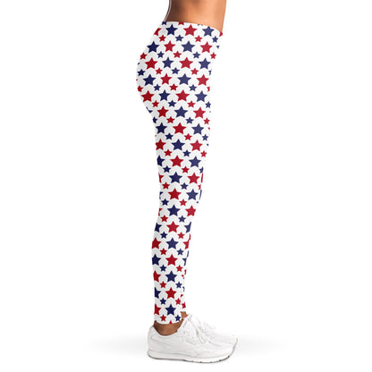 Red And Blue American Star Pattern Print Women's Leggings