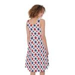 Red And Blue American Star Pattern Print Women's Sleeveless Dress
