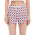 Red And Blue American Star Pattern Print Women's Split Running Shorts