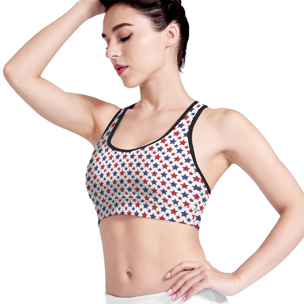 Red And Blue American Star Pattern Print Women's Sports Bra