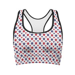 Red And Blue American Star Pattern Print Women's Sports Bra