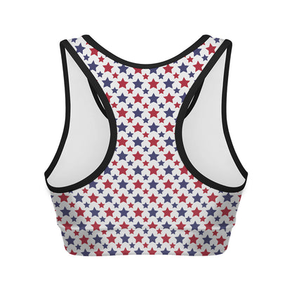 Red And Blue American Star Pattern Print Women's Sports Bra